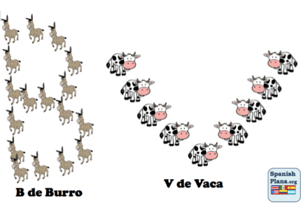 B de burro V de Vaca Letras B y V