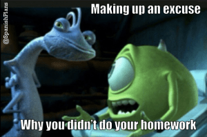 Excuse for not doing homework