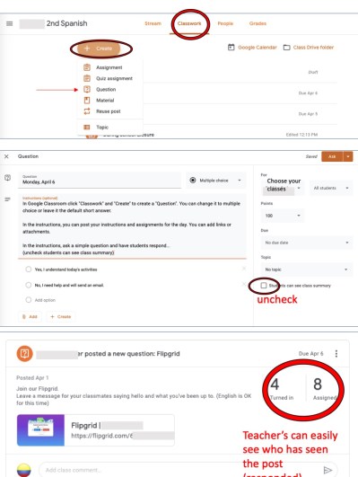 Google Classroom Ask a Question