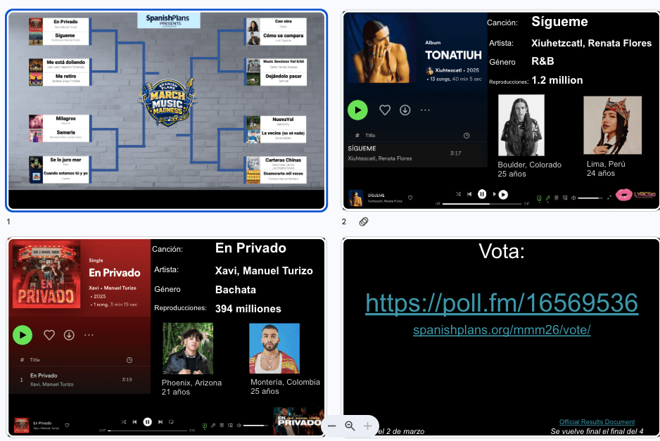 Round 1 Matchup Slides